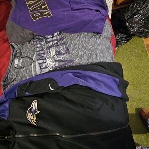 Variety Of Baltimore Ravens Clothes, 2 Jackets, Hoodie, T Shirt, Sizes L-XL